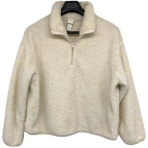 H&M Cream /  Off White Short 1/4 Zip Teddy Jacket size M